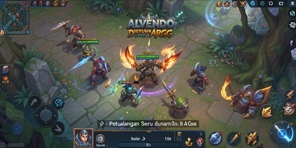 Menunjukkan aksi pertempuran seru dalam permainan ALVENDO.
