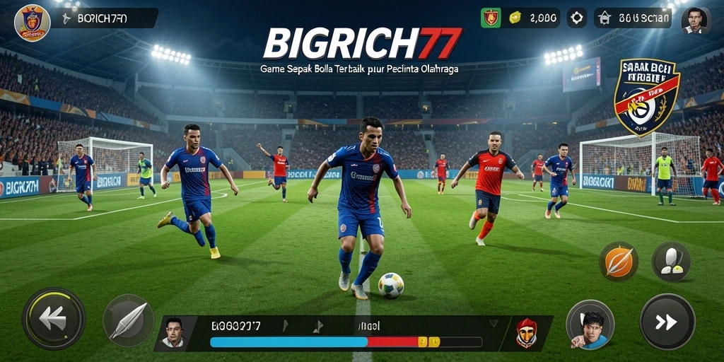 Tangkapan layar gameplay <strong>BIGRICH77</strong> yang menunjukkan aksi pertandingan sepak bola yang mendebarkan.