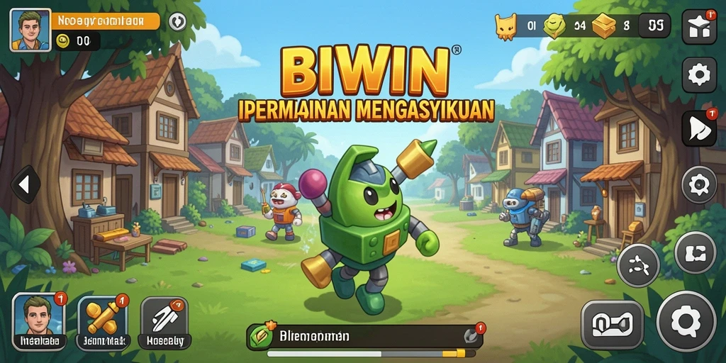 Tangkapan layar utama permainan BIWIN yang menampilkan gameplay Idle yang menarik.