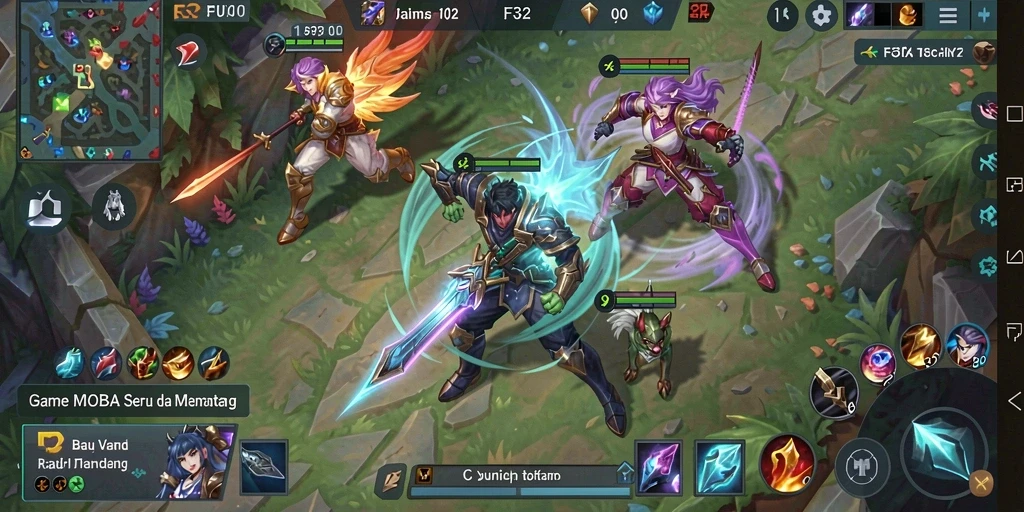 Screenshot gameplay F32 dengan aksi pertarungan seru.