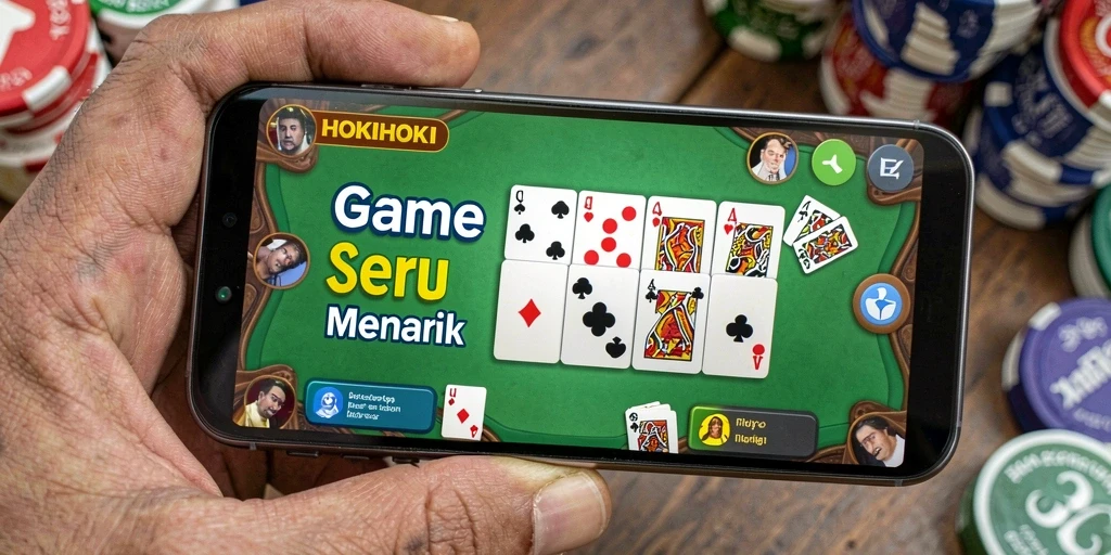 Tampilan gameplay seru dari HOKIHOKI, permainan Domino yang mendebarkan.