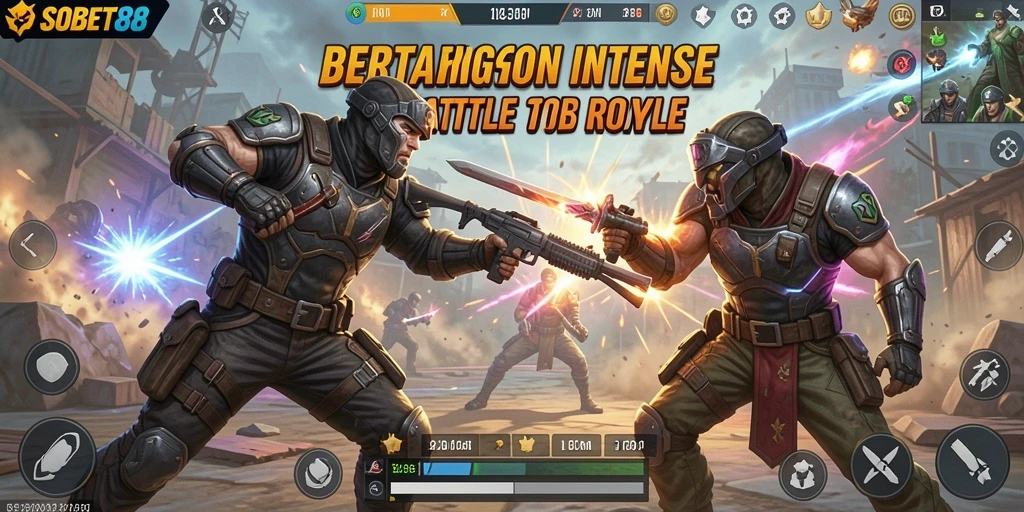 Tampilan gameplay SOBET88 dalam suasana pertempuran Battle Royale.