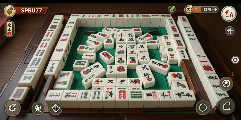 Tampilan screenshot gameplay SPBU77 yang menunjukkan keseruan bermain Mahjong.