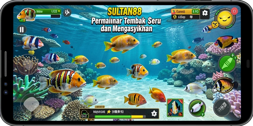 Gameplay SULTAN88 dengan ikan berwarna-warni yang menarik.